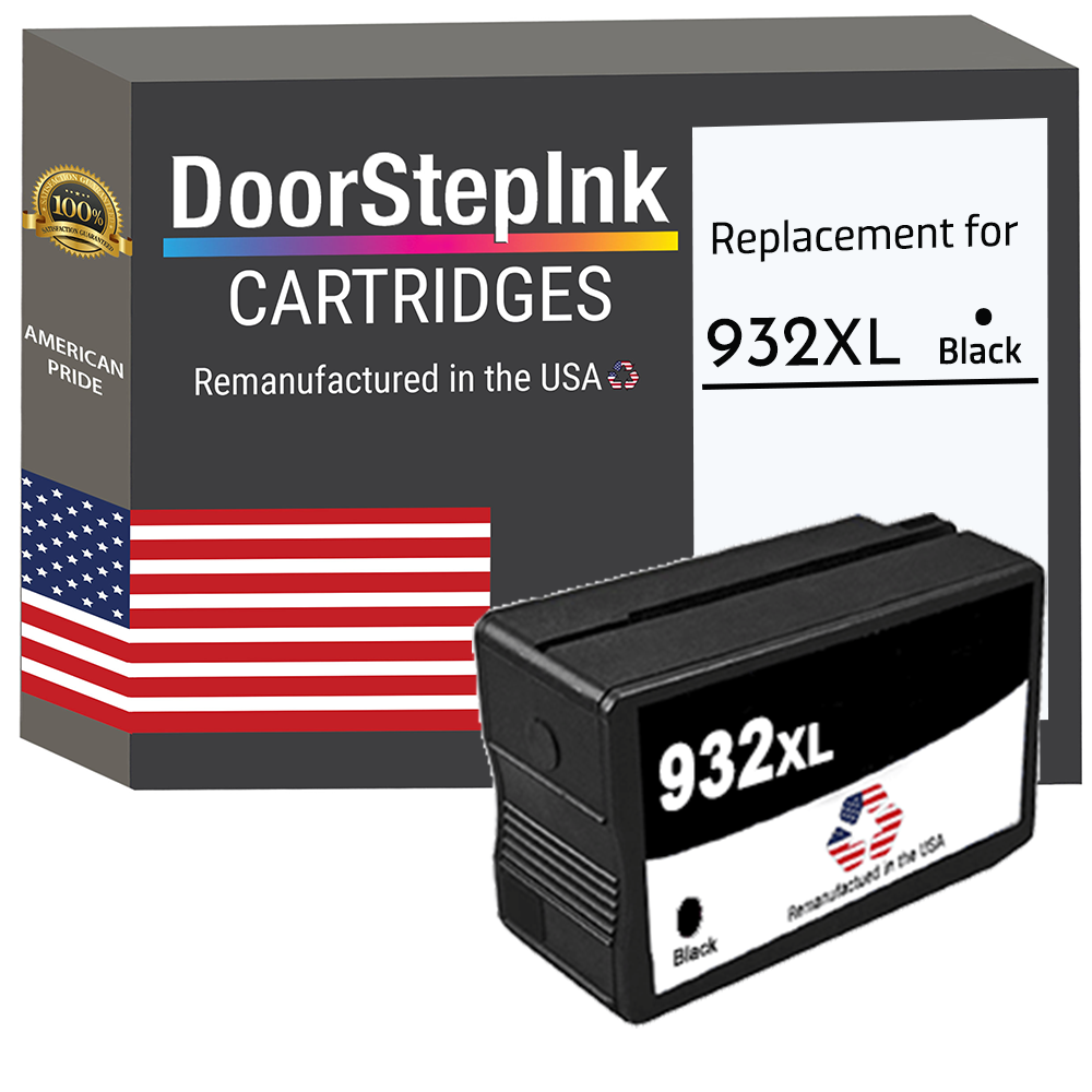 DoorStepInk Brand for HP 932XL (CN053AN) Black Remanufactured in the USA Ink Cartridge-0