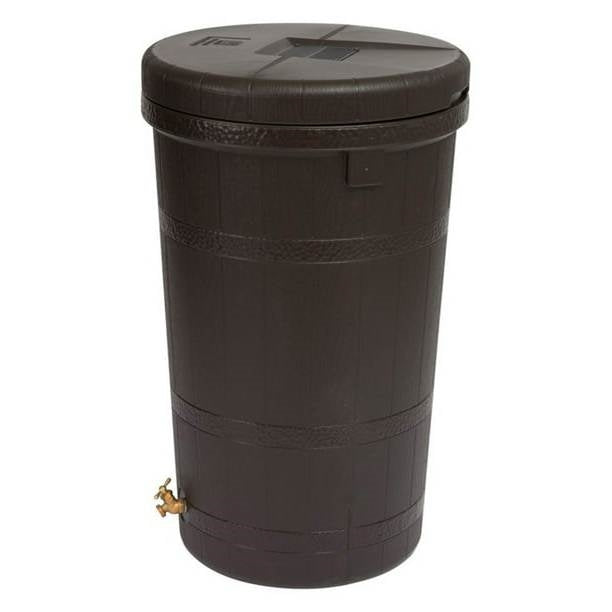 Dark Brown Single Spigot Eco 50-Gallon Rain Barrel-0
